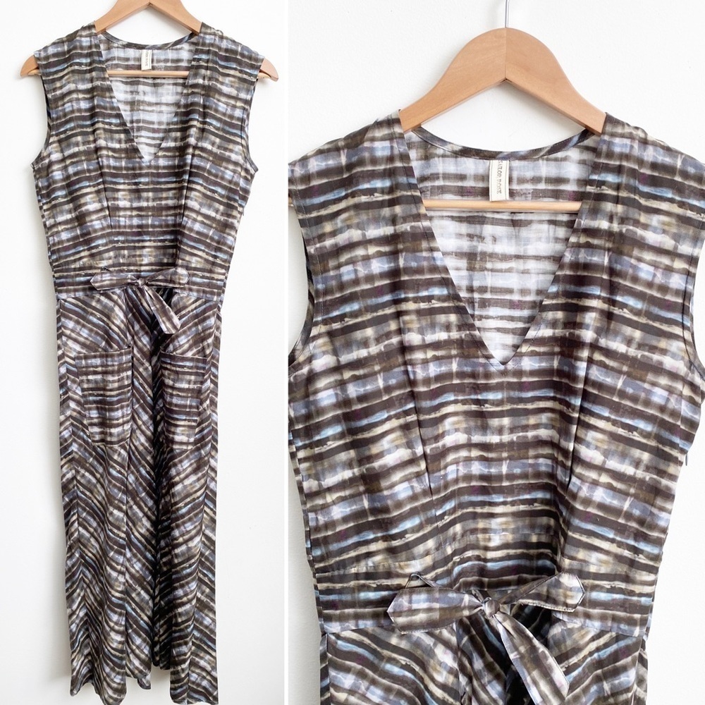 Sailor‎ Rose V-Neck A-line Midi Dress Tie Medium Gellhorn ?